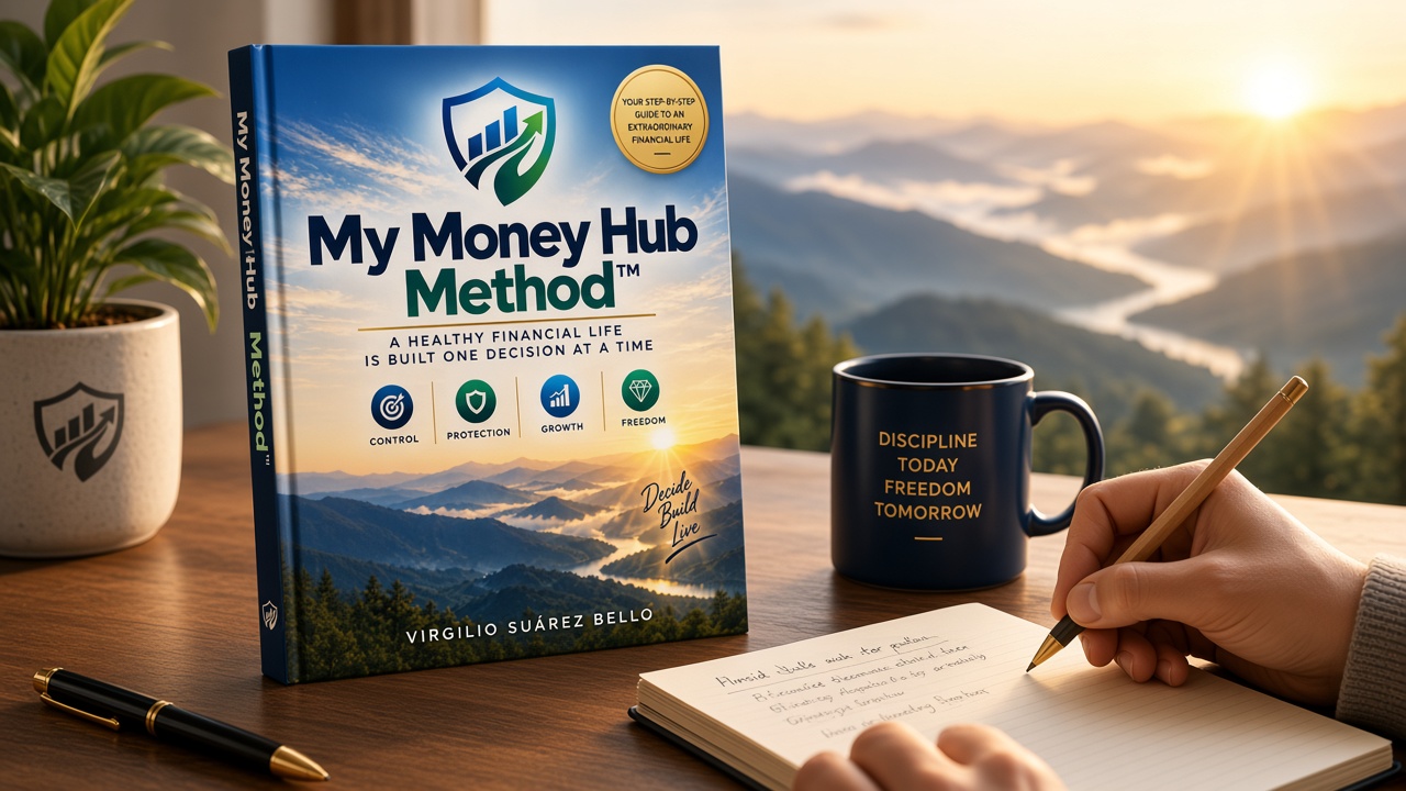 Studying the My Money Hub Method™ book and taking notes