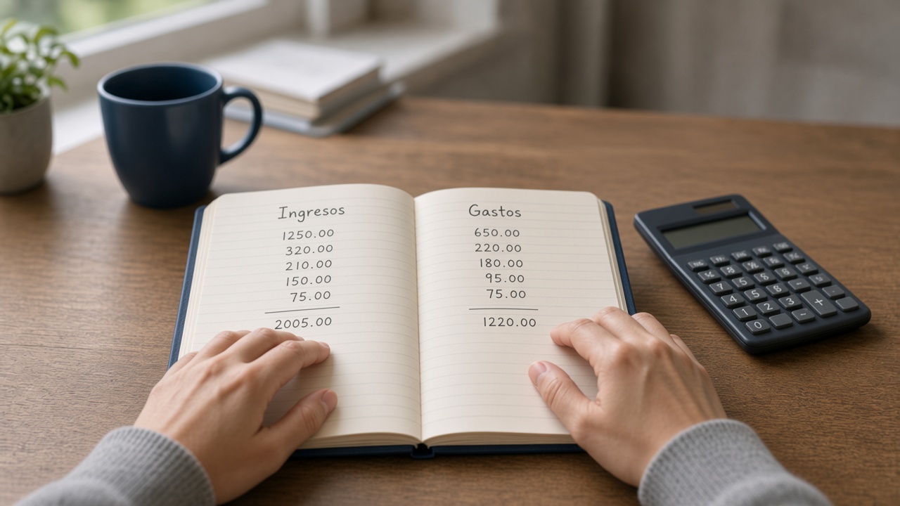 Ingresos y gastos anotados en un cuaderno, sin un siguiente paso