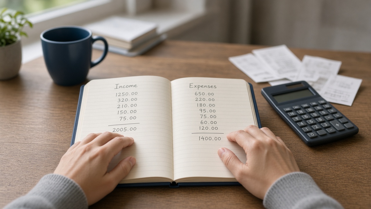 Income and expenses written down, with no next step
